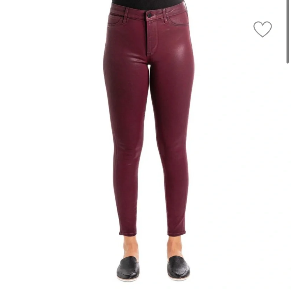 Articles of Society Hilary Burgundy High Rise Coated Skinny Jeans